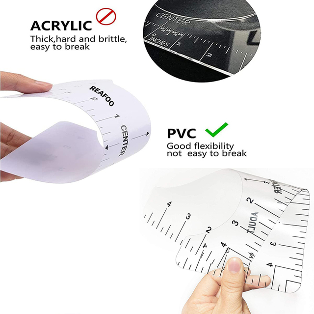 Narzędzia DIY - Zestaw linijek do prowadzenia T-shirt z wyrównaniem z PCV (4 sztuki) - Wianko - 3