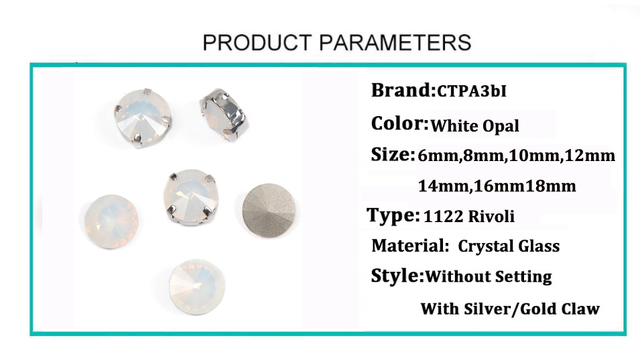 Dodatki dekoracyjne do odzieży - biały Opal Rivoli Strass, kamienie kryształowe do aplikacji na odzieży i biżuterię - Wianko - 1