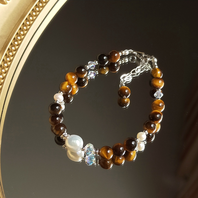 Bransoletka Lii Ji - srebro 925, platyna, kamienie naturalne, perła Austria, kryształ, ręcznie robiona biżuteria - Wianko - 5