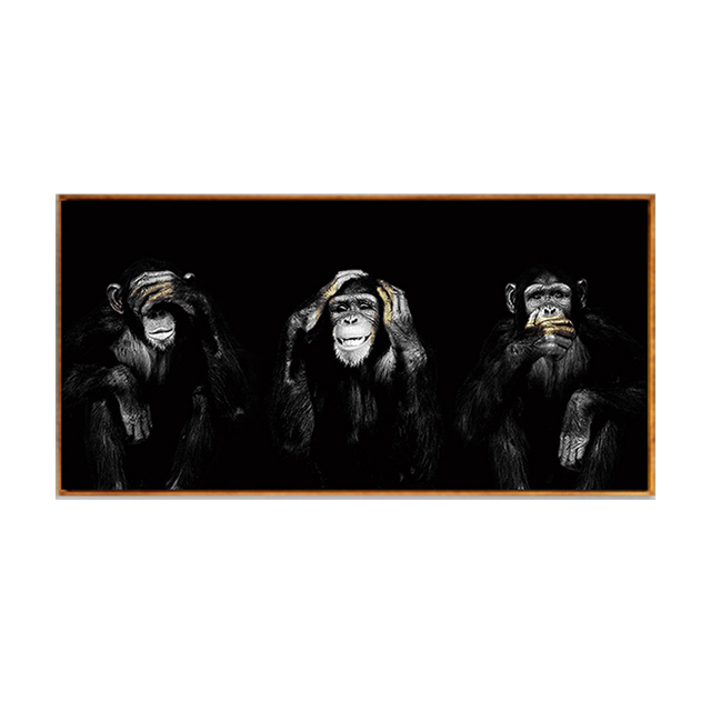 Malarstwo na płótnie z motywem zwierząt - Trzy małpy - Wianko - 8