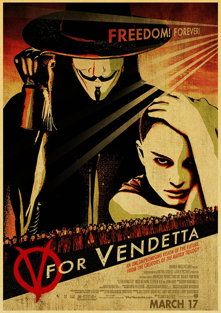 Dekoracja ściany w stylu retro - Plakat V jak Vendetta na brązowym papierze do salonu, sypialni, tawerny i kawiarni - Kup 3, otrzymaj 1 za darmo - Wianko - 9
