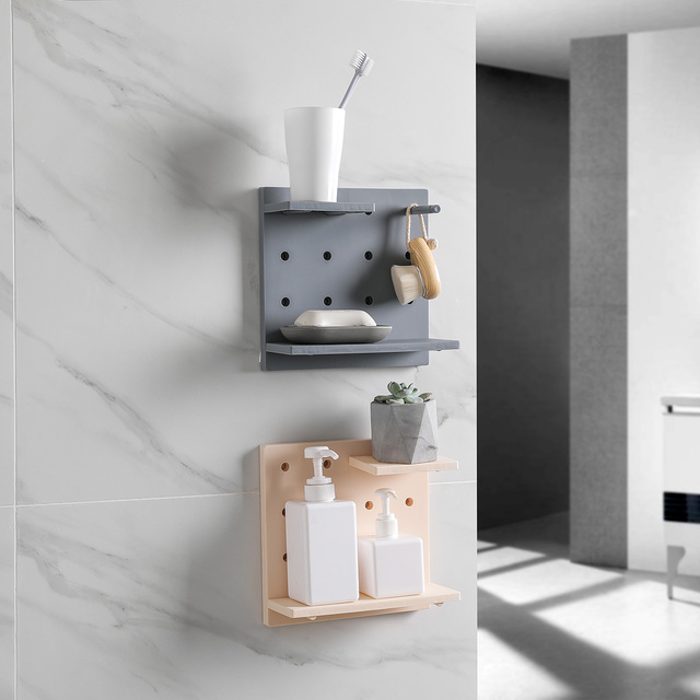 Bezdotykowa półka ścienna skandynawska minimalistyczna do salonu i sypialni z plastikowym uchwytem na talerze - dekoracja wnętrza - Wianko - 5