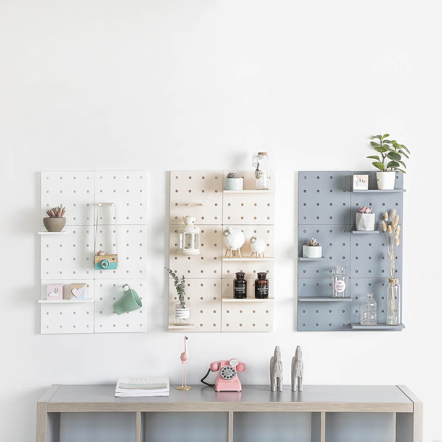 Bezdotykowa półka ścienna skandynawska minimalistyczna do salonu i sypialni z plastikowym uchwytem na talerze - dekoracja wnętrza - Wianko - 6