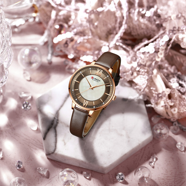 Luksusowy damski zegarek CURREN Relogio Feminino na skórzanym pasku - Koreańska moda, casual, wodoodporny 30M - Wianko - 18