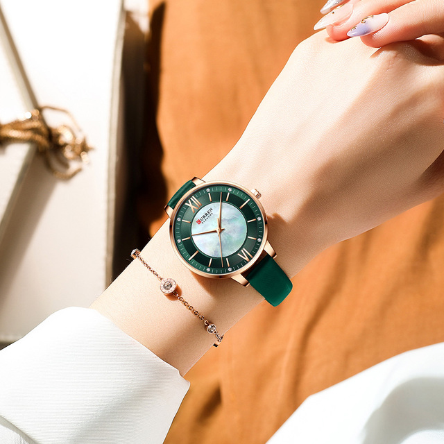 Luksusowy damski zegarek CURREN Relogio Feminino na skórzanym pasku - Koreańska moda, casual, wodoodporny 30M - Wianko - 14