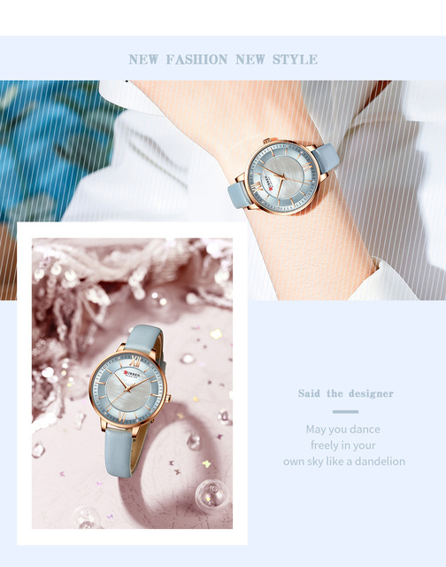 Luksusowy damski zegarek CURREN Relogio Feminino na skórzanym pasku - Koreańska moda, casual, wodoodporny 30M - Wianko - 2