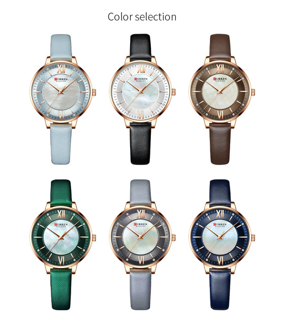 Luksusowy damski zegarek CURREN Relogio Feminino na skórzanym pasku - Koreańska moda, casual, wodoodporny 30M - Wianko - 5