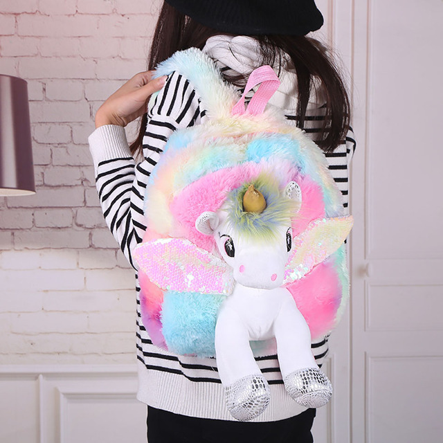 Plecak zimowy dla dzieci z cekinami 3D - jednorożec pluszowy - Wianko - 7