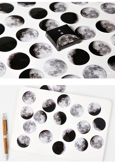 Dark Moon Star dekoracyjne naklejki DIY - 45 sztuk/pudło do scrapbookingu i tworzenia pamiętników - Wianko - 14