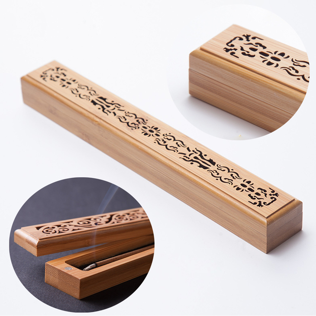 Bambusowy drewniany stojak na kadzidełka - palnik podstawka na popiół - Wianko - 1