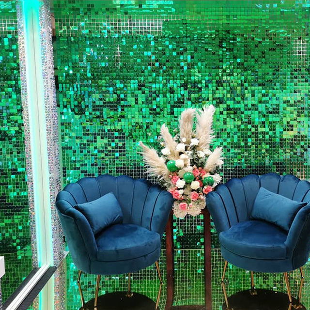 Golden Shimmer Wall Panel - dekoracyjne tło ślubne z cekinami ożywione powietrzem - Wianko - 10