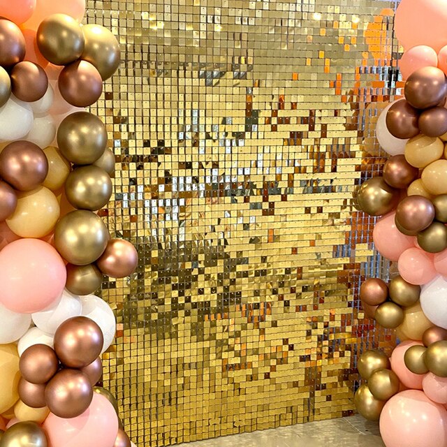 Golden Shimmer Wall Panel - dekoracyjne tło ślubne z cekinami ożywione powietrzem - Wianko - 38
