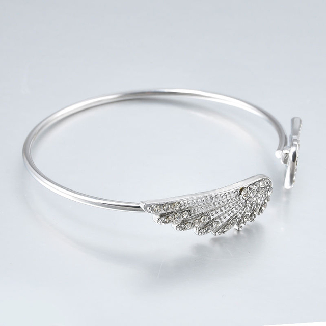 Srebrna platerowana bransoletka z otwartymi skrzydłami anioła dla kobiet - Wianko - 2