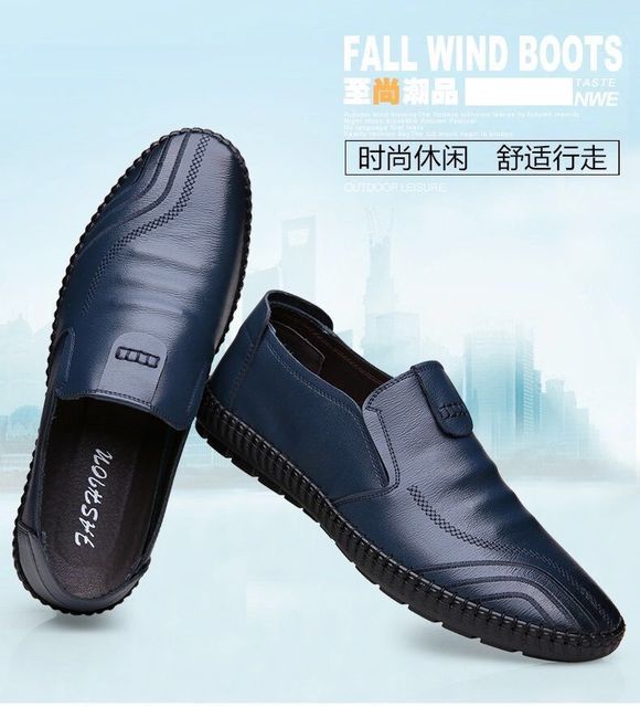 Męskie płaskie skórzane obuwie formalne w stylu Casual - komfortowe i nowoczesne - Wianko - 10