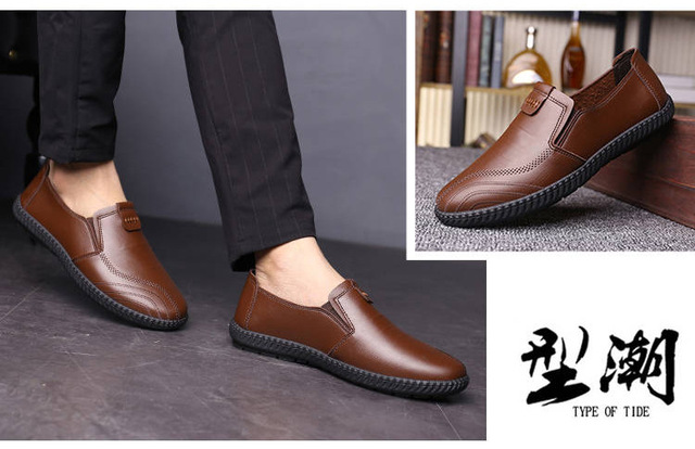 Męskie płaskie skórzane obuwie formalne w stylu Casual - komfortowe i nowoczesne - Wianko - 12