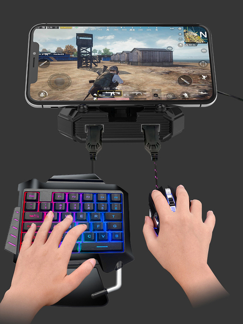 Przewodowa klawiatura do gier z podświetleniem LED, podpórka pod nadgarstek 1 ręką, RGB, USB, kompatybilna z LOL PUBG CS, Tablet z Androidem, gra mobilna - Wianko - 16