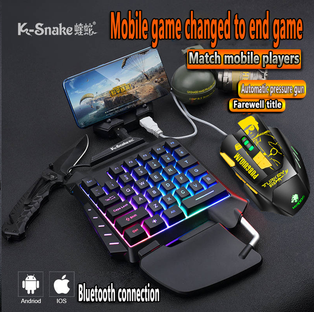 Przewodowa klawiatura do gier z podświetleniem LED, podpórka pod nadgarstek 1 ręką, RGB, USB, kompatybilna z LOL PUBG CS, Tablet z Androidem, gra mobilna - Wianko - 6