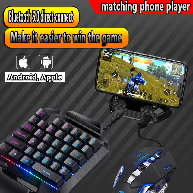 Przewodowa klawiatura do gier z podświetleniem LED, podpórka pod nadgarstek 1 ręką, RGB, USB, kompatybilna z LOL PUBG CS, Tablet z Androidem, gra mobilna - Wianko - 4