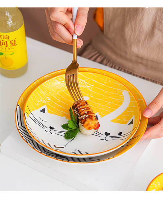 Miska ceramiczna na zupę i makaron w stylu japońskim, z motywem kreskówkowego kota - Wianko - 9