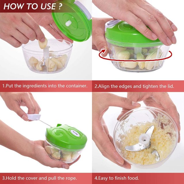 Ręczne urządzenie do siekania żywności - Ręczny wyciskacz do czosnku i cebuli (Trwałe, łatwe w użyciu) - Wianko - 4