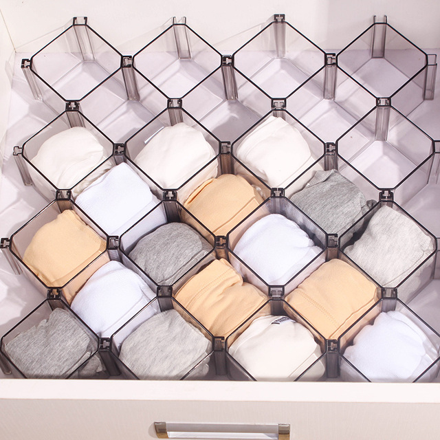 Organizer bieliźny w formie szuflady Honeycomb z plastikowymi, kreatywnymi i dzielonymi pudełkami DIY (6 sztuk) - Wianko - 10