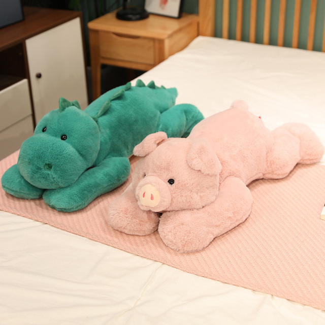 Pluszowa poduszka Kawaii dinozaury: świnia, niedźwiedź, pies Husky - świąteczny prezent dla dzieci - Wianko - 23