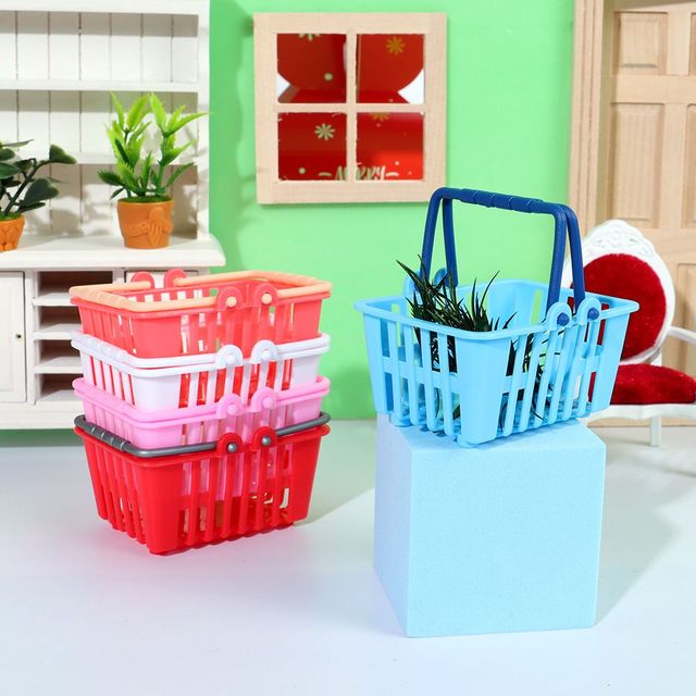 Mini kosz na zakupy dla dzieci Supermarket zakupy lalka Model dom miniaturowe meble - Wianko - 7