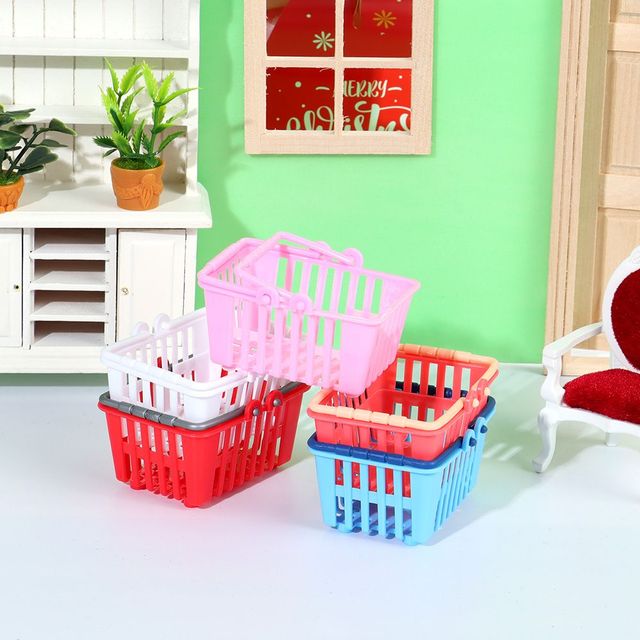 Mini kosz na zakupy dla dzieci Supermarket zakupy lalka Model dom miniaturowe meble - Wianko - 6