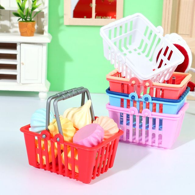 Mini kosz na zakupy dla dzieci Supermarket zakupy lalka Model dom miniaturowe meble - Wianko - 11