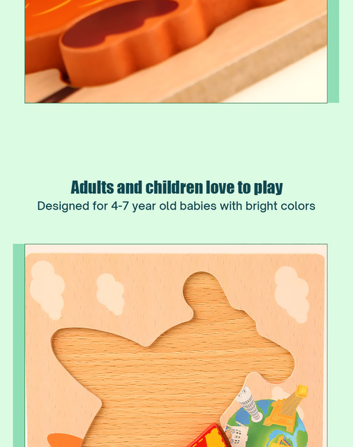 Drewniana 3D podkładka edukacyjna do puzzli zwierzęta Cartoon dla dzieci Montessori - Wianko - 8