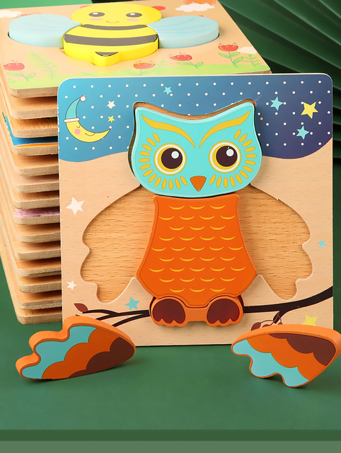 Drewniana 3D podkładka edukacyjna do puzzli zwierzęta Cartoon dla dzieci Montessori - Wianko - 16