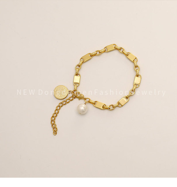 Nowa minimalistyczna metalowa bransoletka z prawdziwym złotem 2021 dla ślicznych kobiet - Wianko - 2