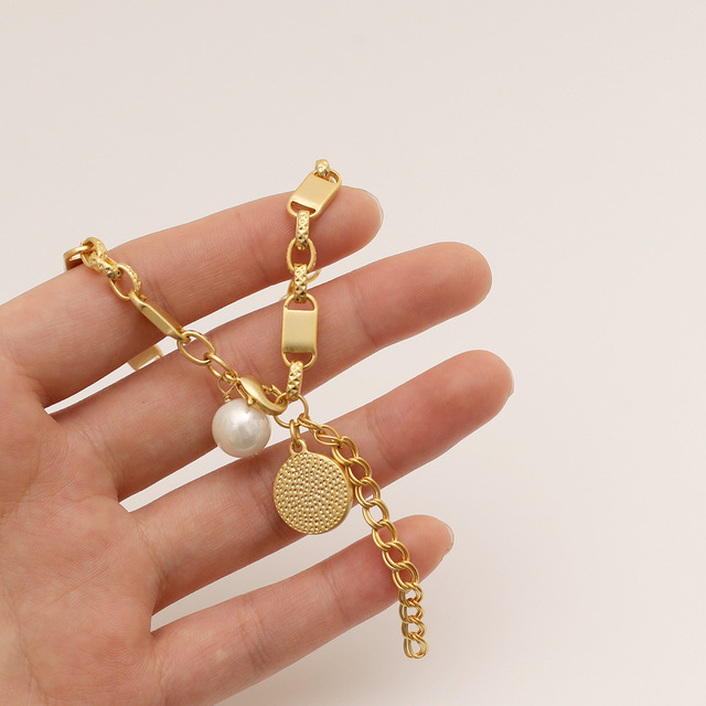 Nowa minimalistyczna metalowa bransoletka z prawdziwym złotem 2021 dla ślicznych kobiet - Wianko - 3