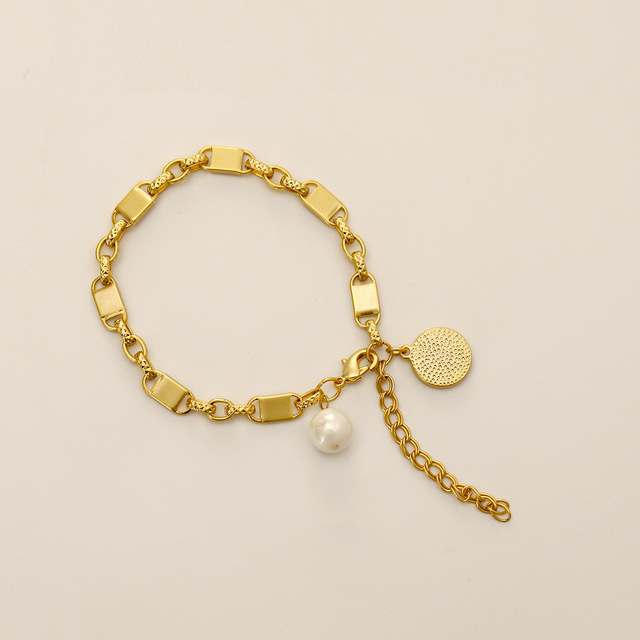 Nowa minimalistyczna metalowa bransoletka z prawdziwym złotem 2021 dla ślicznych kobiet - Wianko - 15