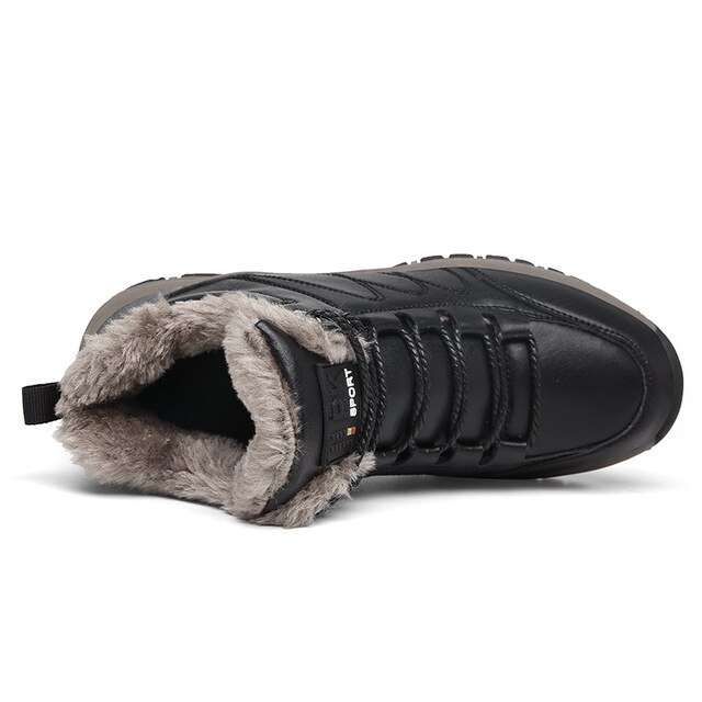 Buty męskie zimowe futro wełniane skórzane obuwie projektanta na zewnątrz - śnieg, ciepłe botki - Wianko - 4
