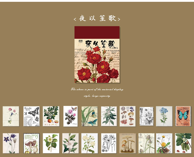 Papierowy materiał na Vintage księgę gości - 366 sztuk, obraz roślin, DIY dekoracje do Scrapbookingu, planera i pamiętnika - Wianko - 59