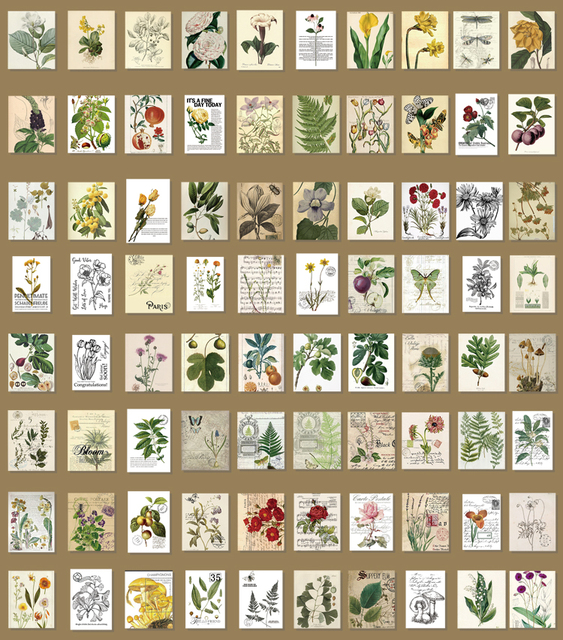 Papierowy materiał na Vintage księgę gości - 366 sztuk, obraz roślin, DIY dekoracje do Scrapbookingu, planera i pamiętnika - Wianko - 60