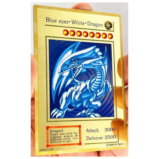 Yu-Gi-Oh! Złota metalowa karta DIY z niebieskimi oczami białego smoka i czarnego magika - kolekcjonerskie anime karty do gry, idealny prezent na Boże Narodzenie dla dzieci - Wianko - 22