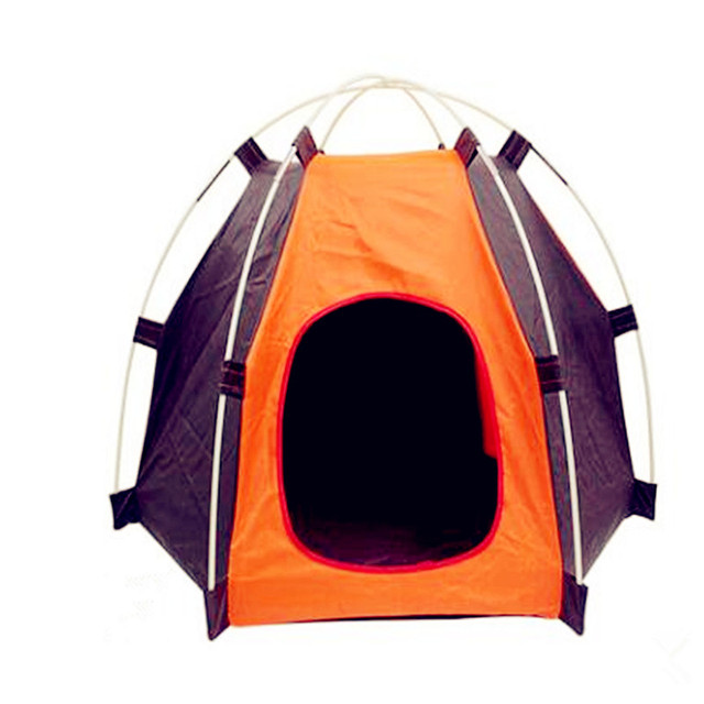 Przenośny składany namiot zabawkowy dla zwierząt domowych - domek dla kota i małych psów z siatką zewnętrzną - Wianko - 1
