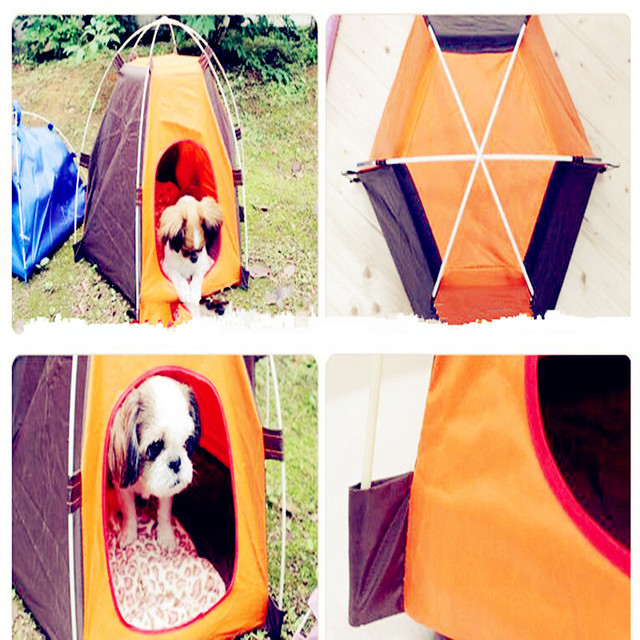 Przenośny składany namiot zabawkowy dla zwierząt domowych - domek dla kota i małych psów z siatką zewnętrzną - Wianko - 2
