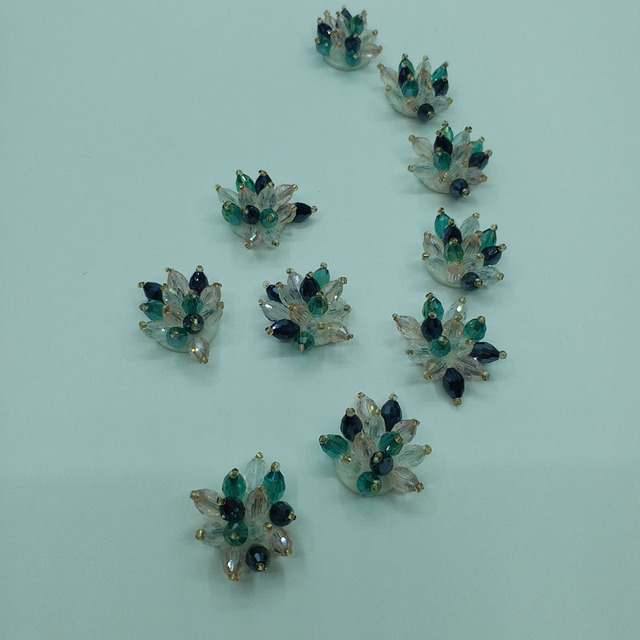 10 sztuk/partia 3D Handmade łatki rhinestone z kryształami do szyć na odzież - kwiatowe aplikacje - Wianko - 4