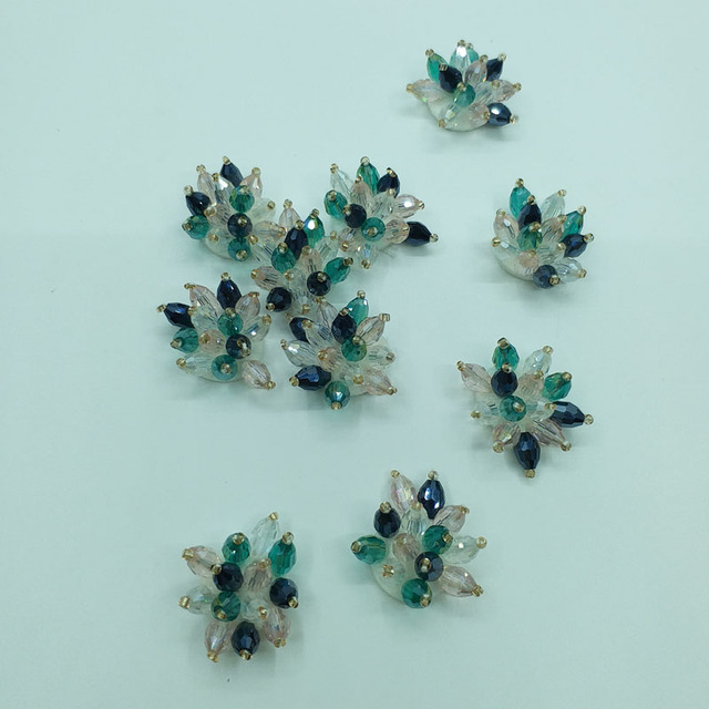 10 sztuk/partia 3D Handmade łatki rhinestone z kryształami do szyć na odzież - kwiatowe aplikacje - Wianko - 5