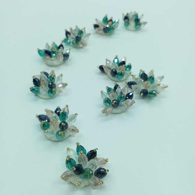 10 sztuk/partia 3D Handmade łatki rhinestone z kryształami do szyć na odzież - kwiatowe aplikacje - Wianko - 2