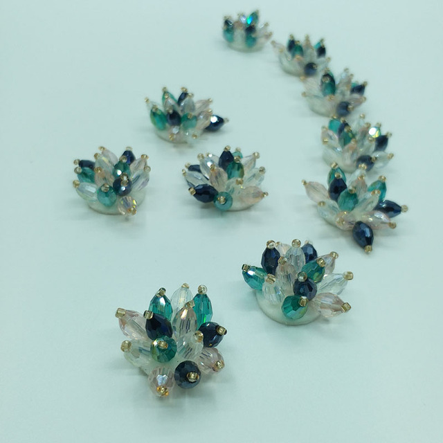 10 sztuk/partia 3D Handmade łatki rhinestone z kryształami do szyć na odzież - kwiatowe aplikacje - Wianko - 3