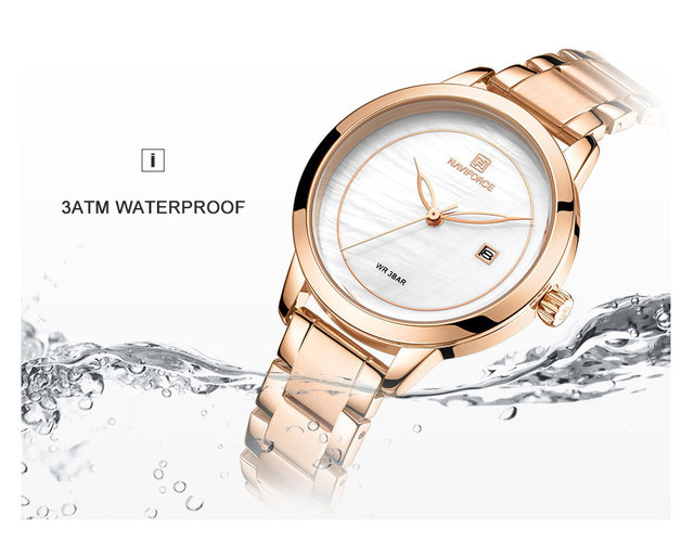 Zegarek damska NAVIFORCE luksusowa marka, różowe złote, kwarcowy, wodoodporny - Wianko - 6