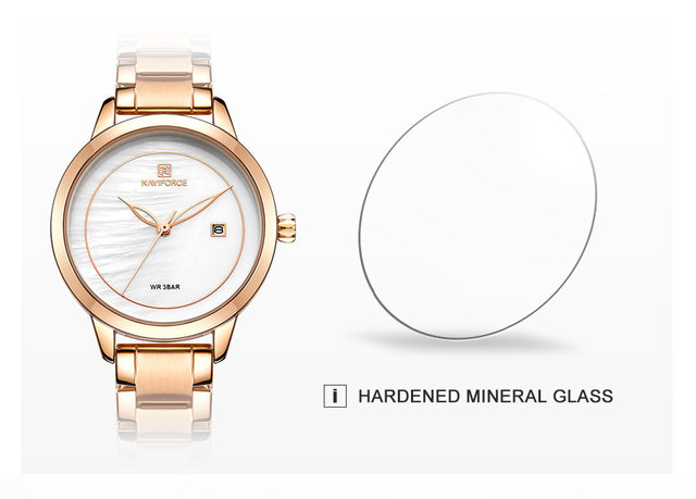 Zegarek damska NAVIFORCE luksusowa marka, różowe złote, kwarcowy, wodoodporny - Wianko - 7