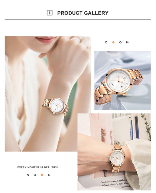 Zegarek damska NAVIFORCE luksusowa marka, różowe złote, kwarcowy, wodoodporny - Wianko - 10