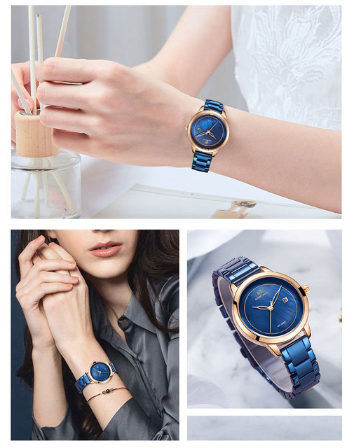 Zegarek damska NAVIFORCE luksusowa marka, różowe złote, kwarcowy, wodoodporny - Wianko - 11