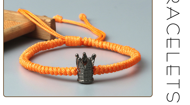 Bransoletka Korona z Plecionych Koralików - Handmade, Lucky Rope, Tybetańskie, Buddyjskie, Vintage - Wianko - 18