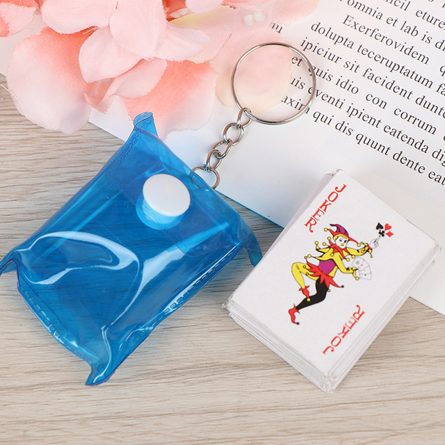 Przenośne Mini Karty do Gry Poker - Zestaw z Losowym Kolorem i Brelokiem, Mała Płyta, Prezent, 4 × 3cm - Wianko - 11